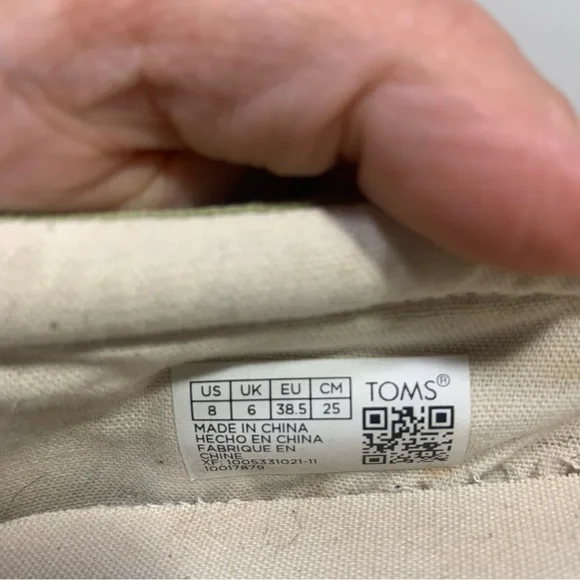 TOMS Alpargata Fenix Slip On Cedar Green Washed Canvas Shoes Size 8 casual - Picture 4 of 10